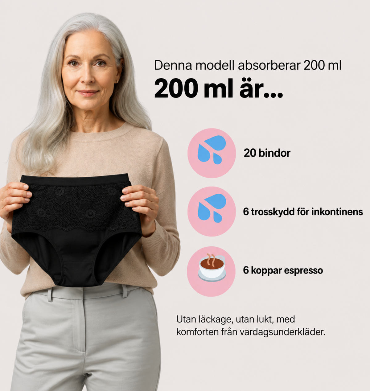 Blommig spetstrosa – extra kraftigt urinläckage