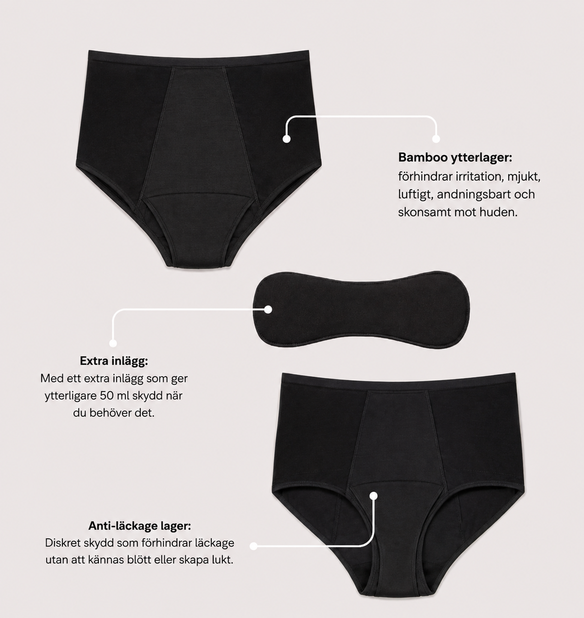 Blommig spetstrosa – extra kraftigt urinläckage